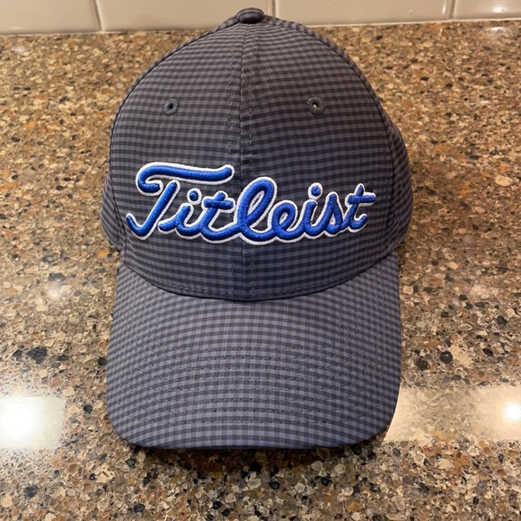 Titleist Checkered Plaid Gray Blue Golf Logo Cap